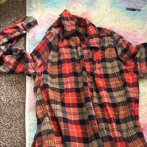 Red and Black Plaid Flannel Shirt